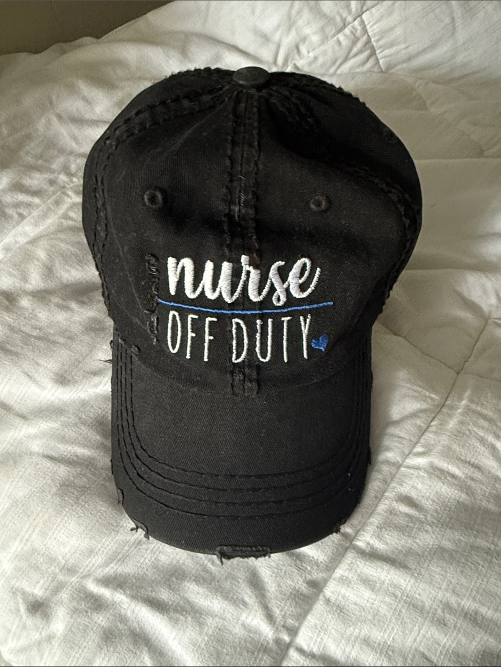 Nurse Off Duty Embroidered Black Baseball Cap